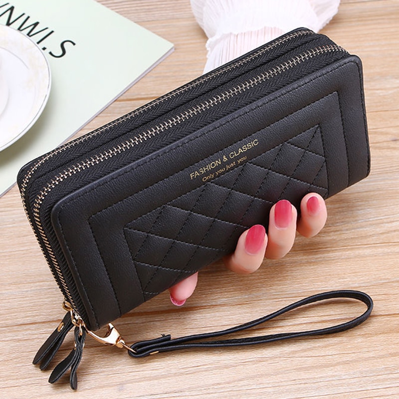 Long Women's Wallet Female Purses Tassel Coin Purse Card Holder Wallets Double Zipper Pu Leather Clutch Luxury Money Phone Bag