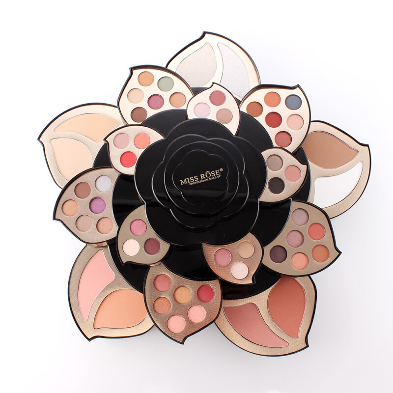 Sdattor MISS ROSE Black Rose Shape Multi-function Makeup Palette Profession Full Set Of Makeup Waterproof Lasting Cosmetic Set N