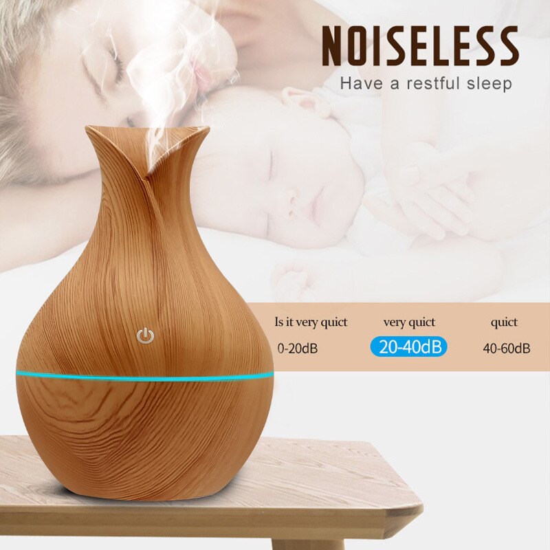 Xiaomi Creative Vase Humidifier Wood Grain Usb Colorful Lamp Office Air Humidifier Ball Marquee Essential Oil Aroma Diffuse